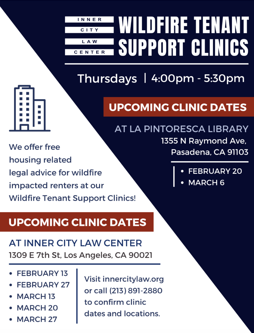 Wildfire Tenant Support Clinic flyer